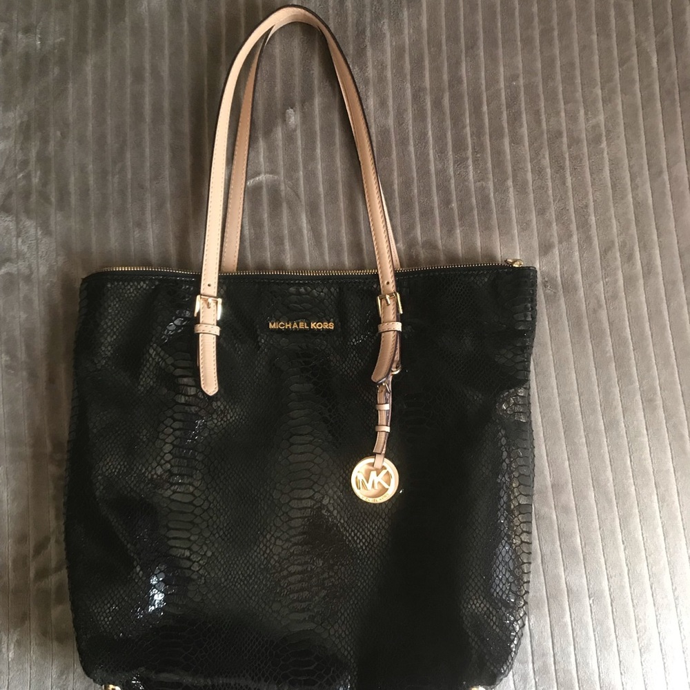 Large MK Black Snakeskin Purse